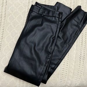 Zara Faux Black Leather pants Size Small. Zipper bottom. Side zip. ZARA skinny